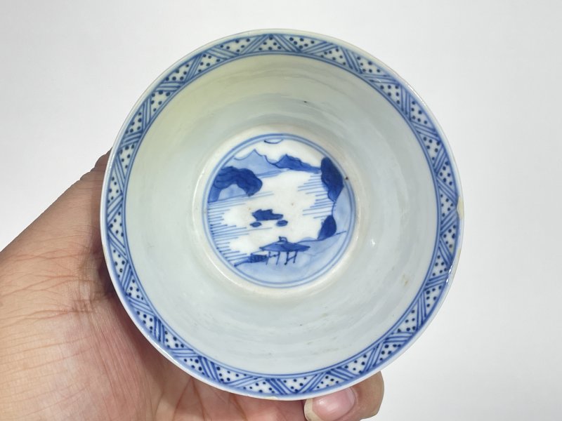 清康熙 青花狩猎图杯碟一套 - 图5