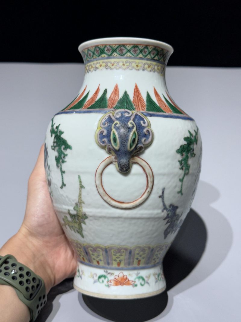    清晚期 五彩团凤纹铺首尊 - 图9