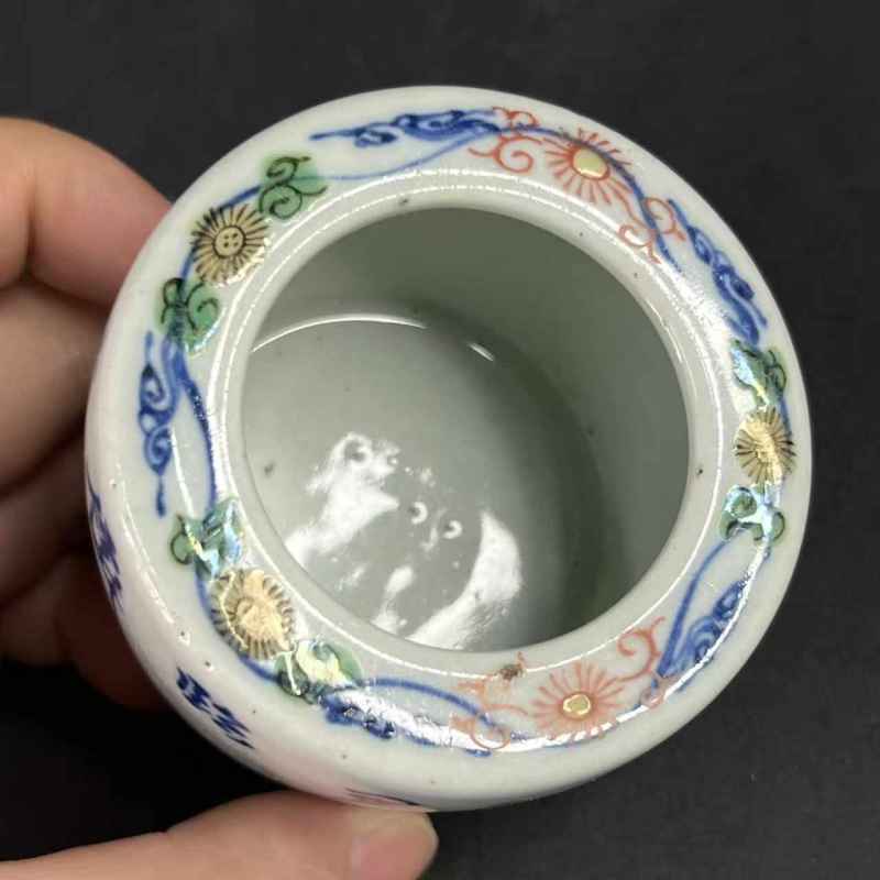 清早期 青花五彩人物诗文炉 - 图6
