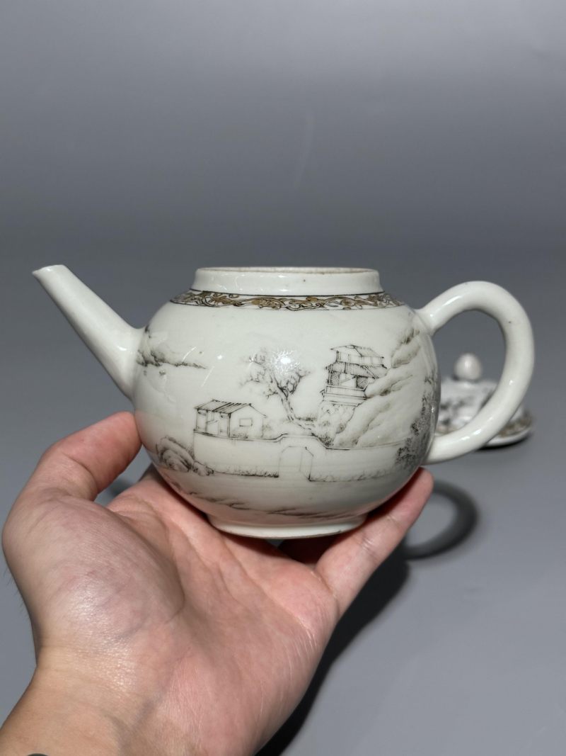    清乾隆 墨彩山水图茶壶 - 图3