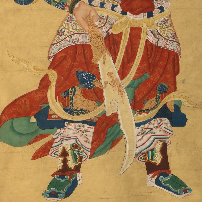 巨幅关公武财神彩绘唐卡式中堂立轴 - 图4