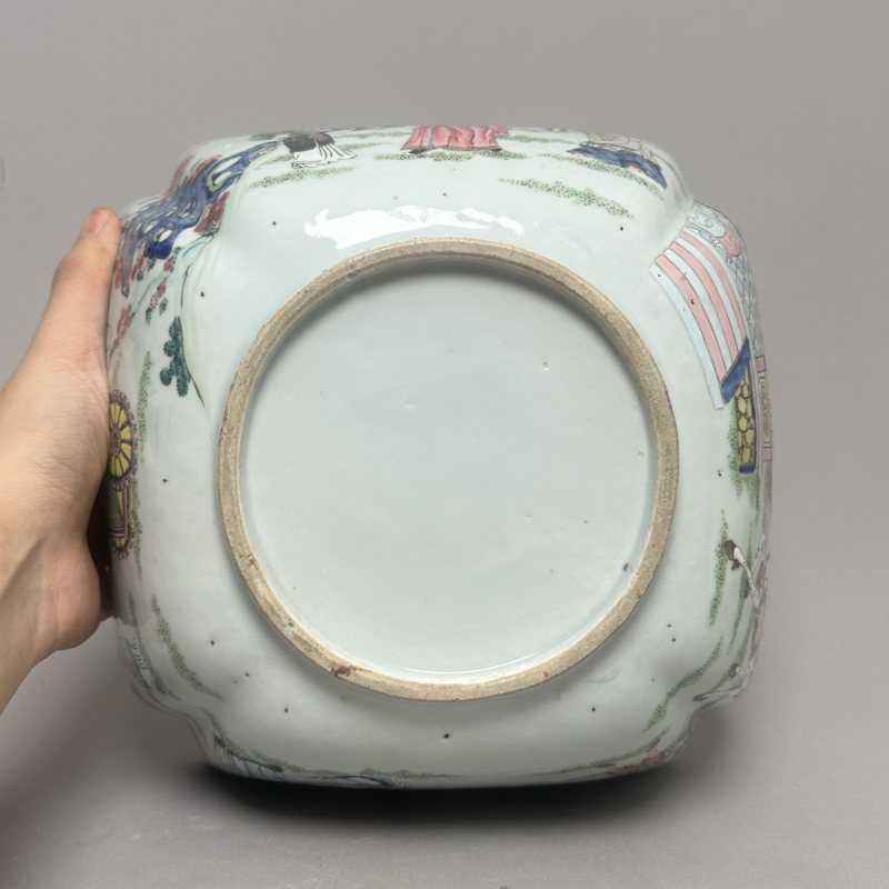 清雍正 粉彩西厢记长亭送别图四方倭角潘趣玩 - 图5