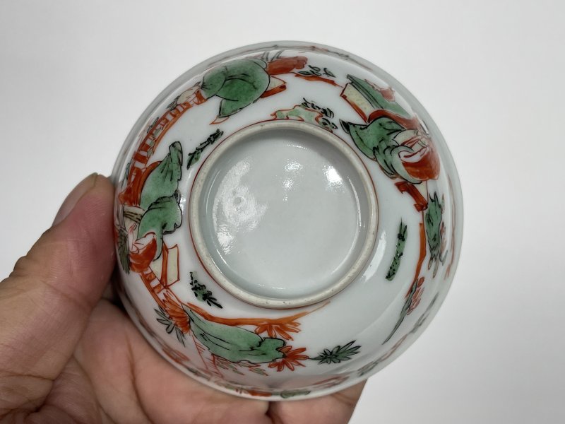 清中期 仿明红绿彩人物纹小碗一对 - 图6