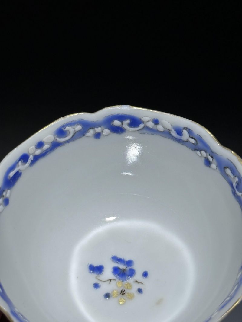    清乾隆 蓝料花卉纹杯碟一组两件 - 图11