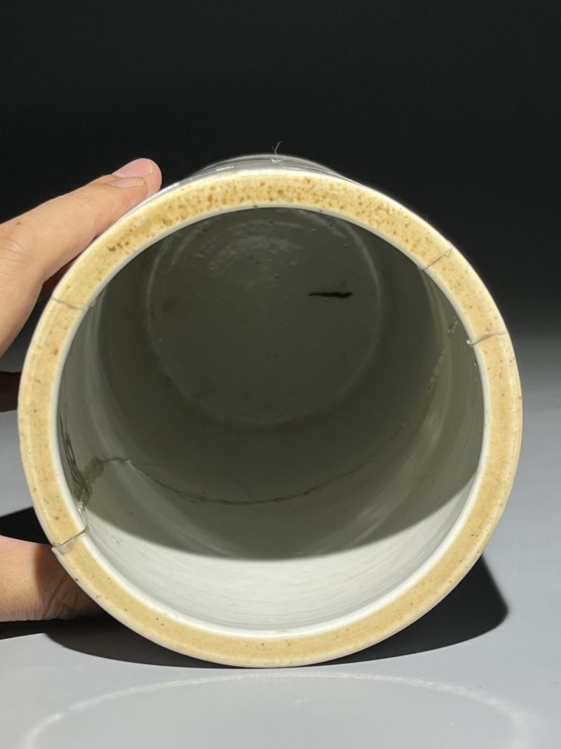    清晚期 浅降彩花鸟诗文帽筒一对 - 图20