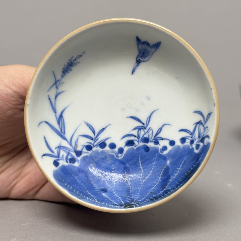 清晚期 青花荷花纹盖碗 - 图6
