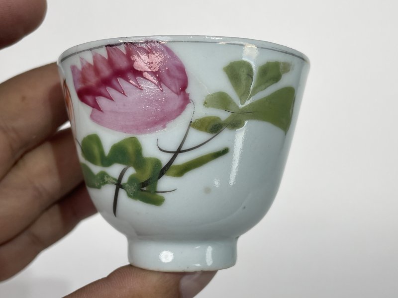 民国 粉彩花鸟纹杯 - 图2