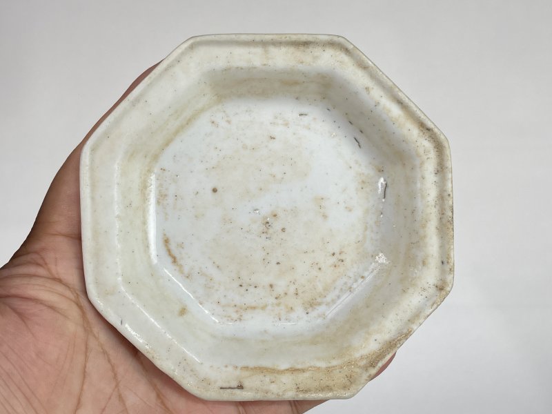 解放后 白釉六方花盆带托 - 图6
