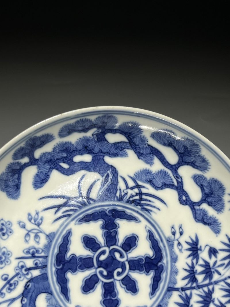    清光绪 青花岁寒三友盘 - 图5