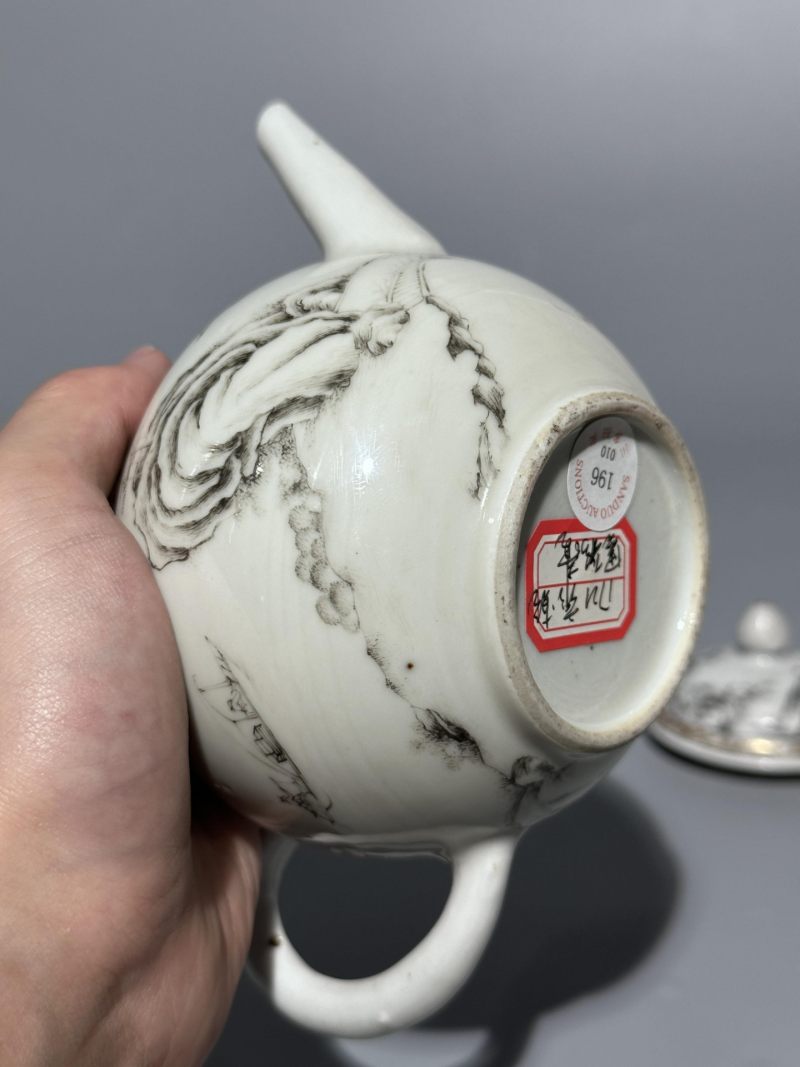    清乾隆 墨彩山水图茶壶 - 图6