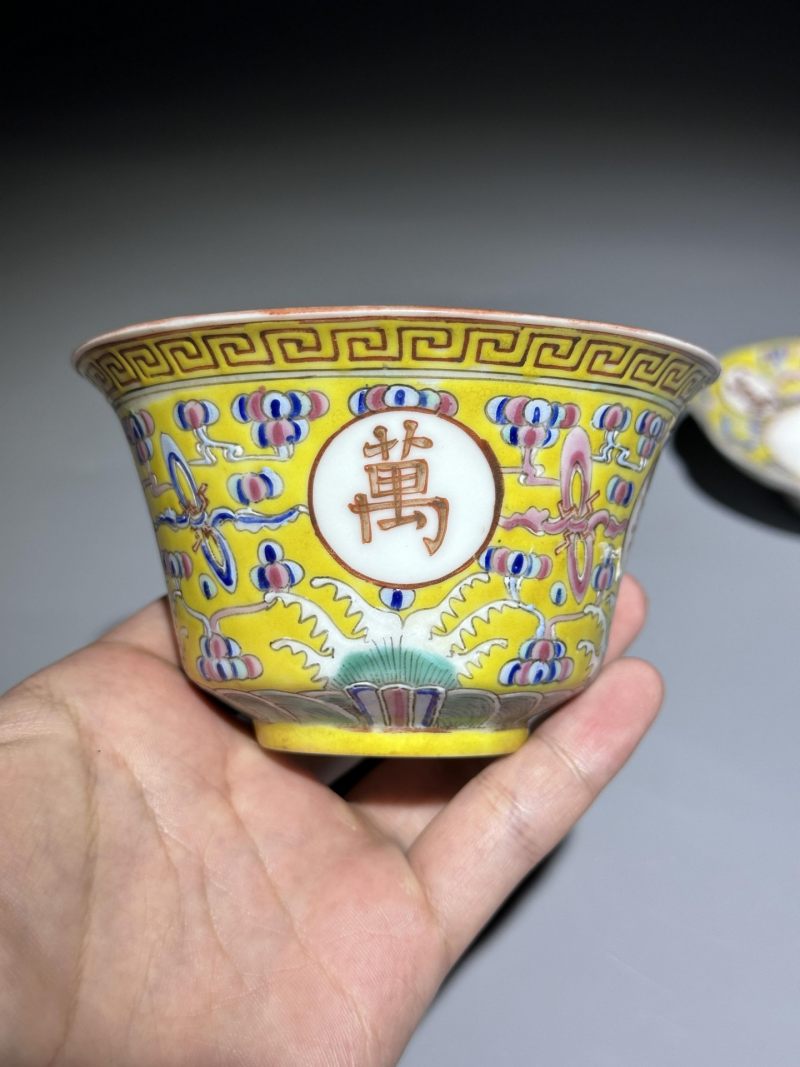   民国 粉彩寿字纹三才盖杯 - 图9