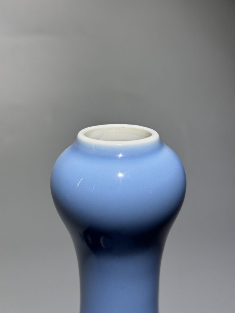    蓝地堆塑花鸟纹蒜头瓶 - 图10