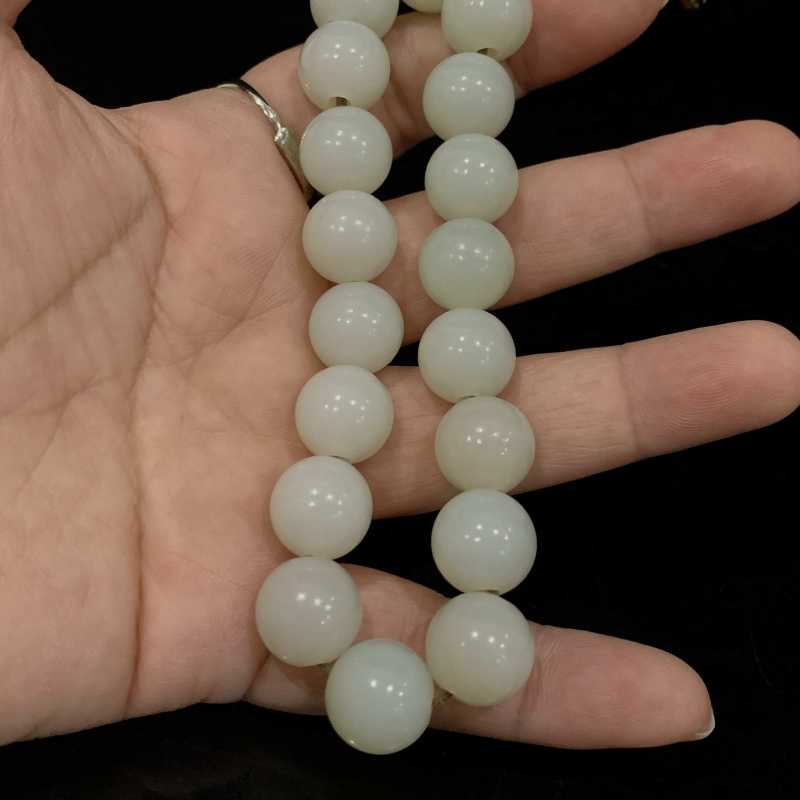 清 和田白玉十八籽手持 - 图3