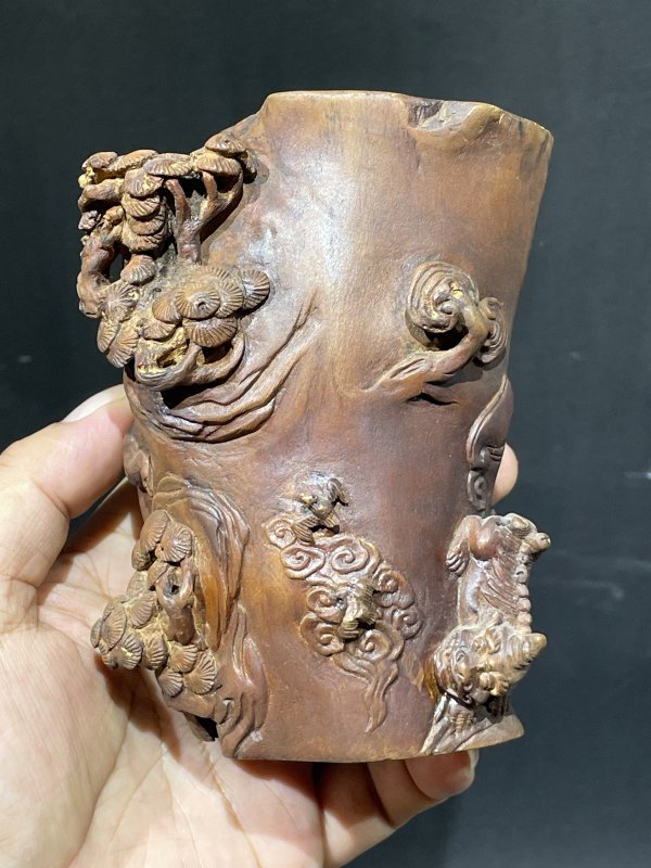 老木雕笔筒 - 图4