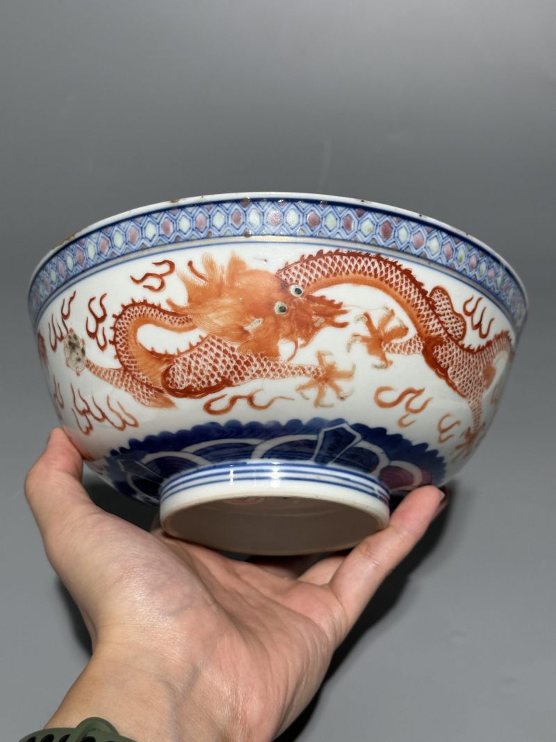    清光绪 青花矾红云龙戏珠纹碗 - 图6