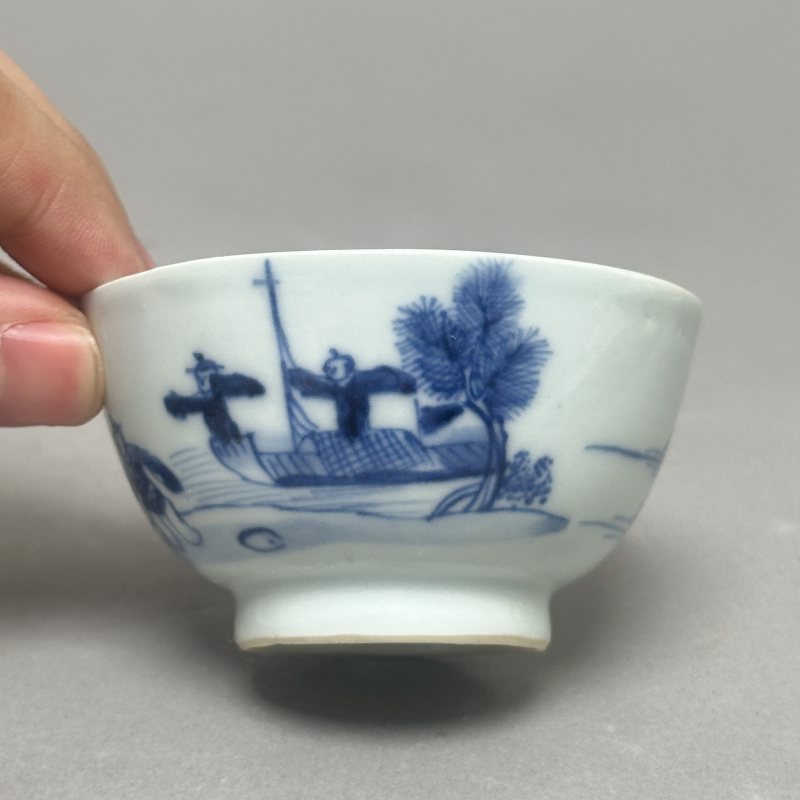 清中期 青花人物图茶圆 - 图3