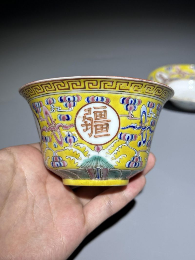    民国 粉彩寿字纹三才盖杯 - 图10