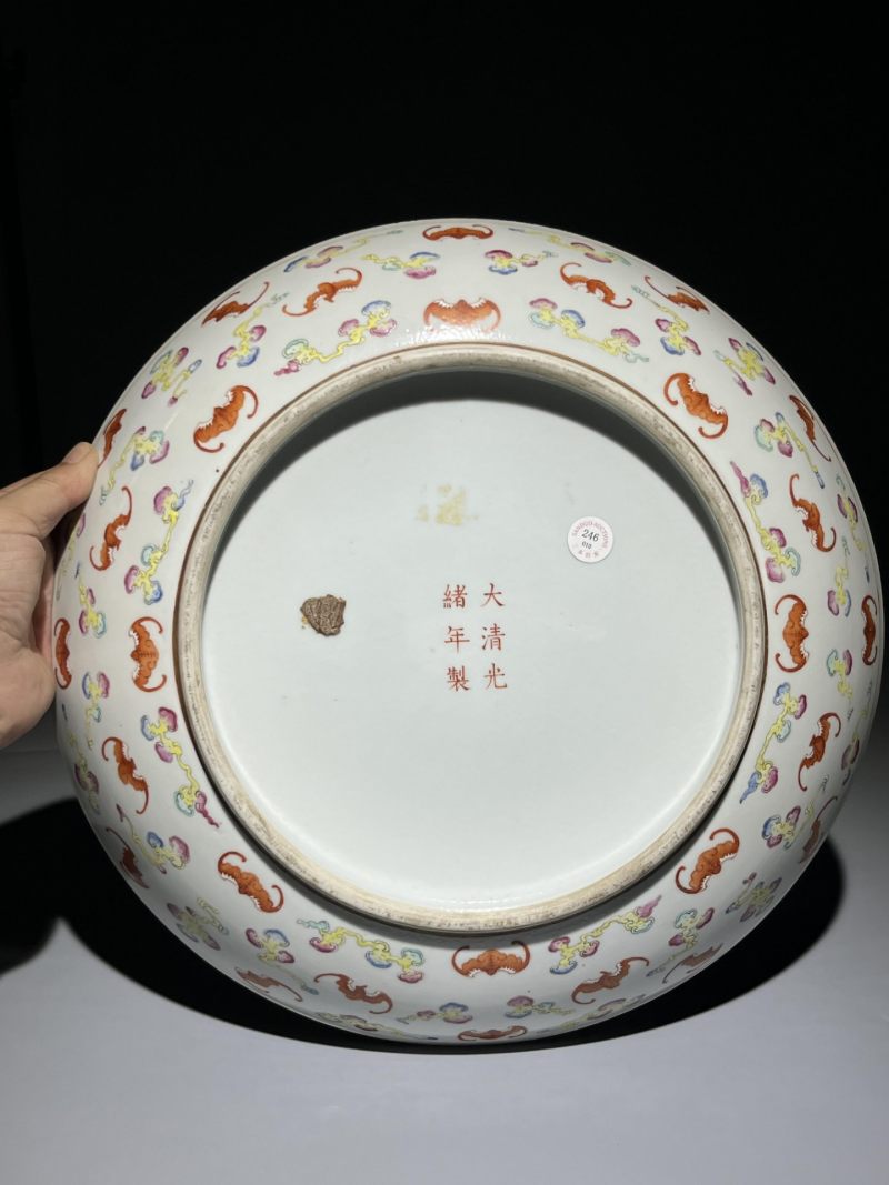    清光绪 粉彩洪福齐天大盘 - 图4