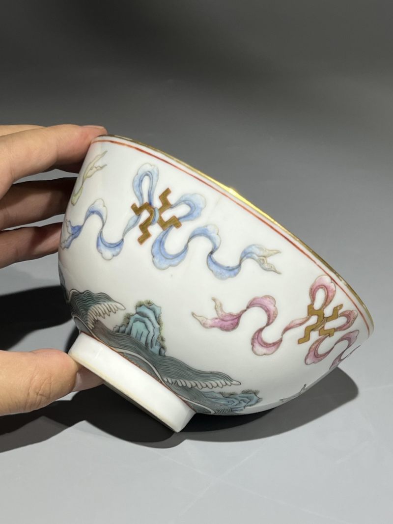    清光绪 粉彩江山万代纹碗 - 图4