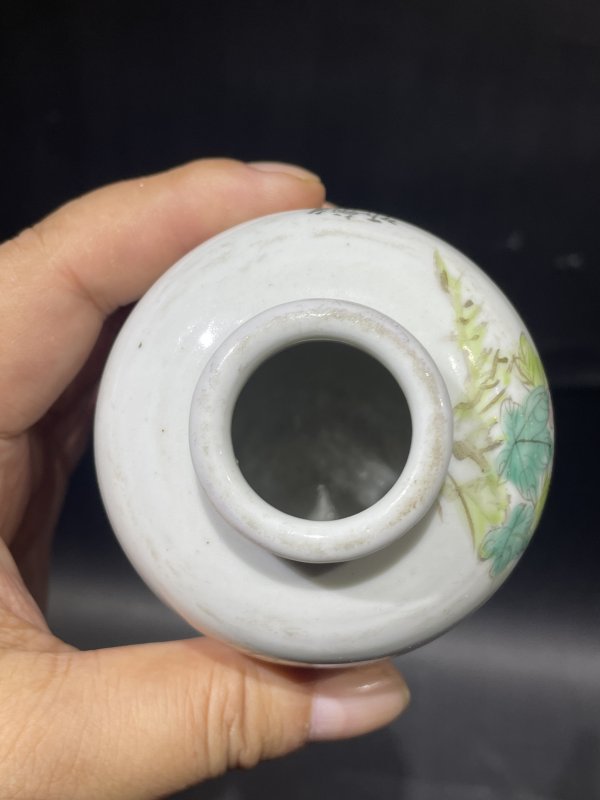 解放后 粉彩花鸟纹水盂 - 图5