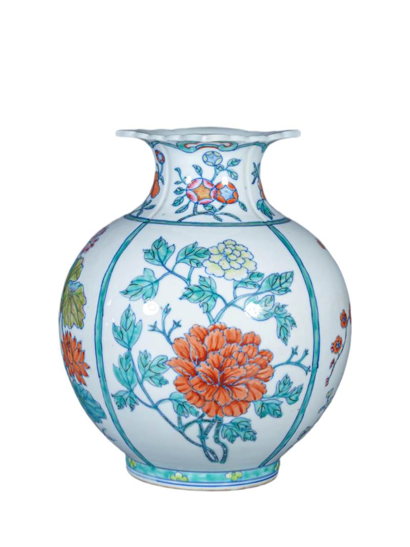    斗彩四季花卉纹花口石榴尊 - 图1