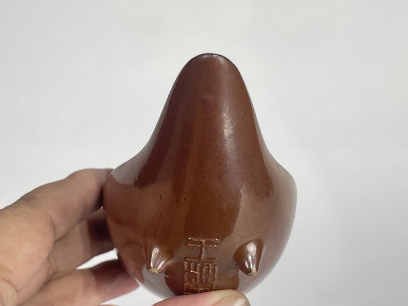 清 外紫金釉内松石绿釉模印海水鱼纹茶则 - 图3
