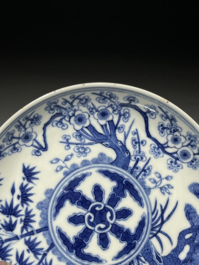    清光绪 青花岁寒三友盘 - 图7