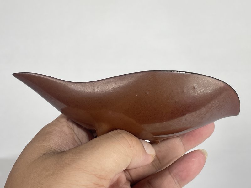 清 外紫金釉内松石绿釉模印海水鱼纹茶则 - 图4