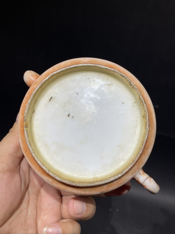清 粉彩茶壶 杯子 盖 一组八件 - 图14