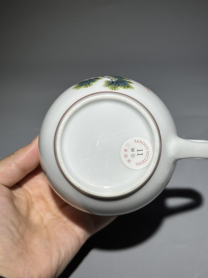    陆云山款 粉彩花鸟纹盖杯 - 图10