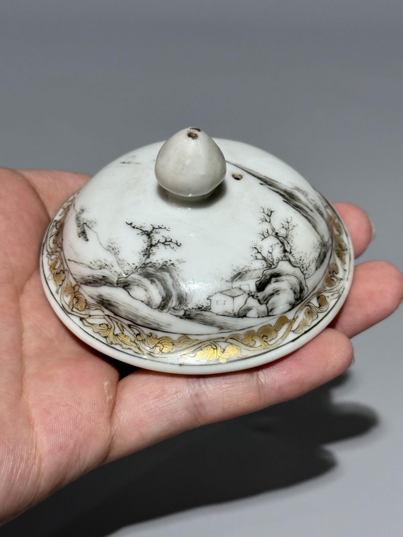    清乾隆 墨彩山水图茶壶 - 图10