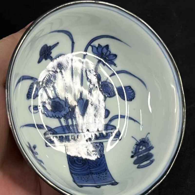 明 青花篮花纹碗盘一对 - 图10