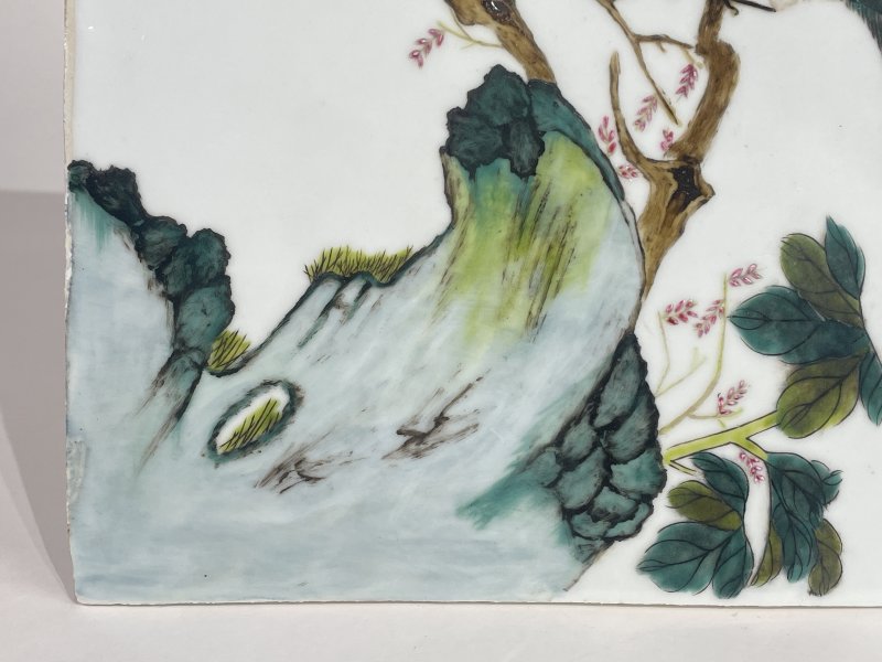 民国 粉彩花鸟纹瓷板 - 图4