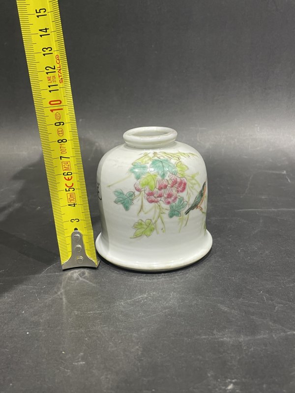 解放后 粉彩花鸟纹水盂 - 图8