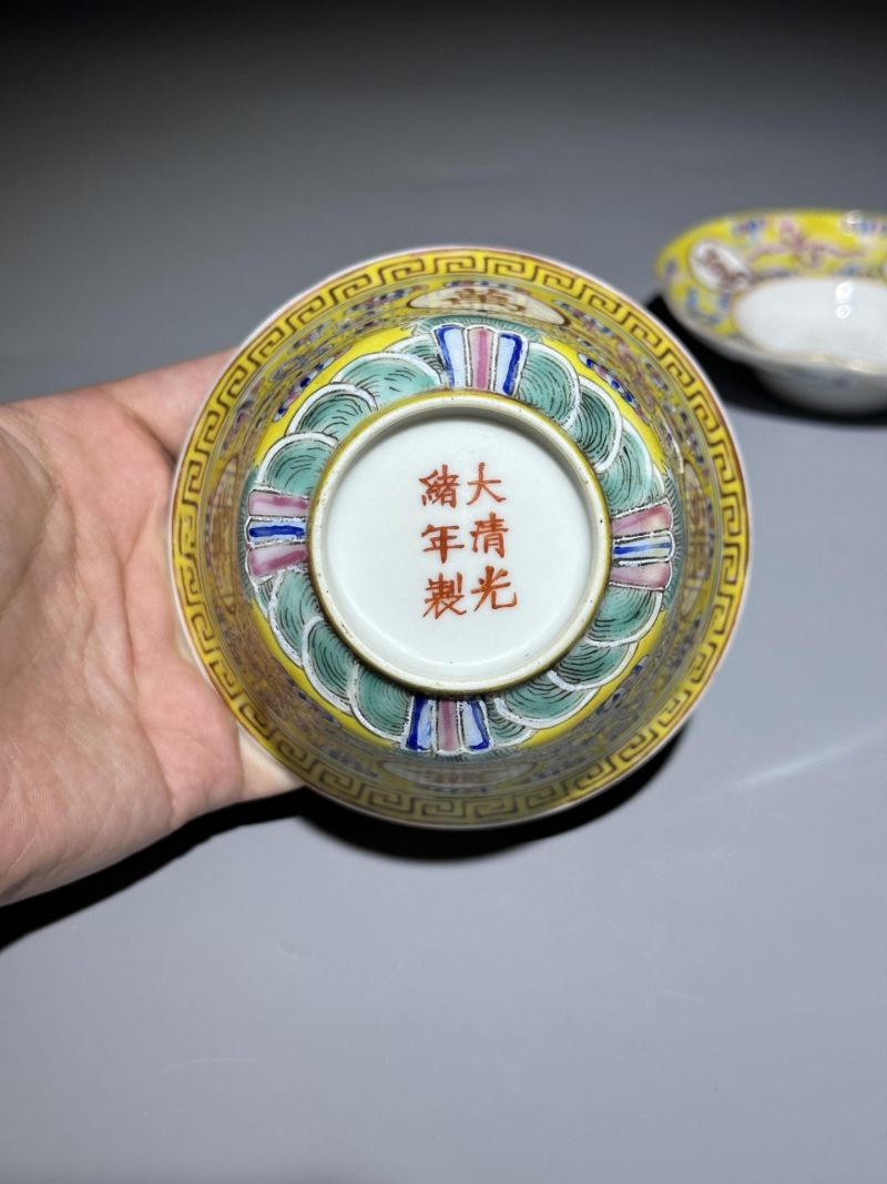    民国 粉彩寿字纹三才盖杯 - 图15