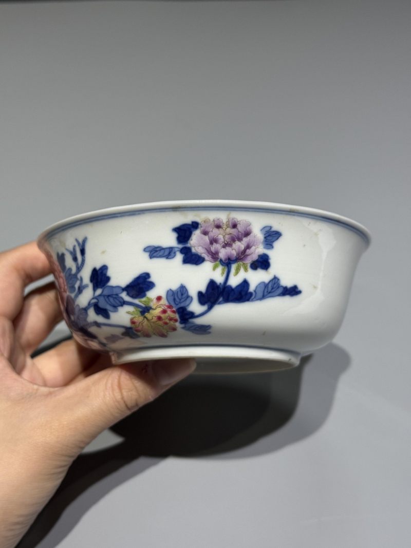    清晚期 青花加彩花卉纹碗 - 图5