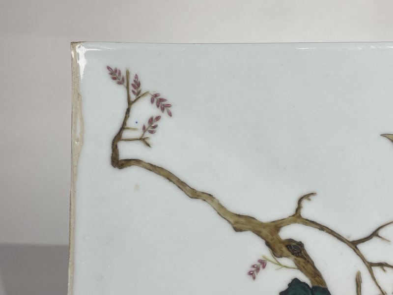 民国 粉彩花鸟纹瓷板 - 图5