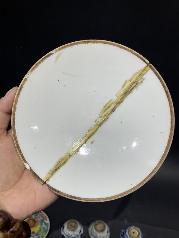 清 粉彩茶壶 杯子 盖 一组八件 - 图17