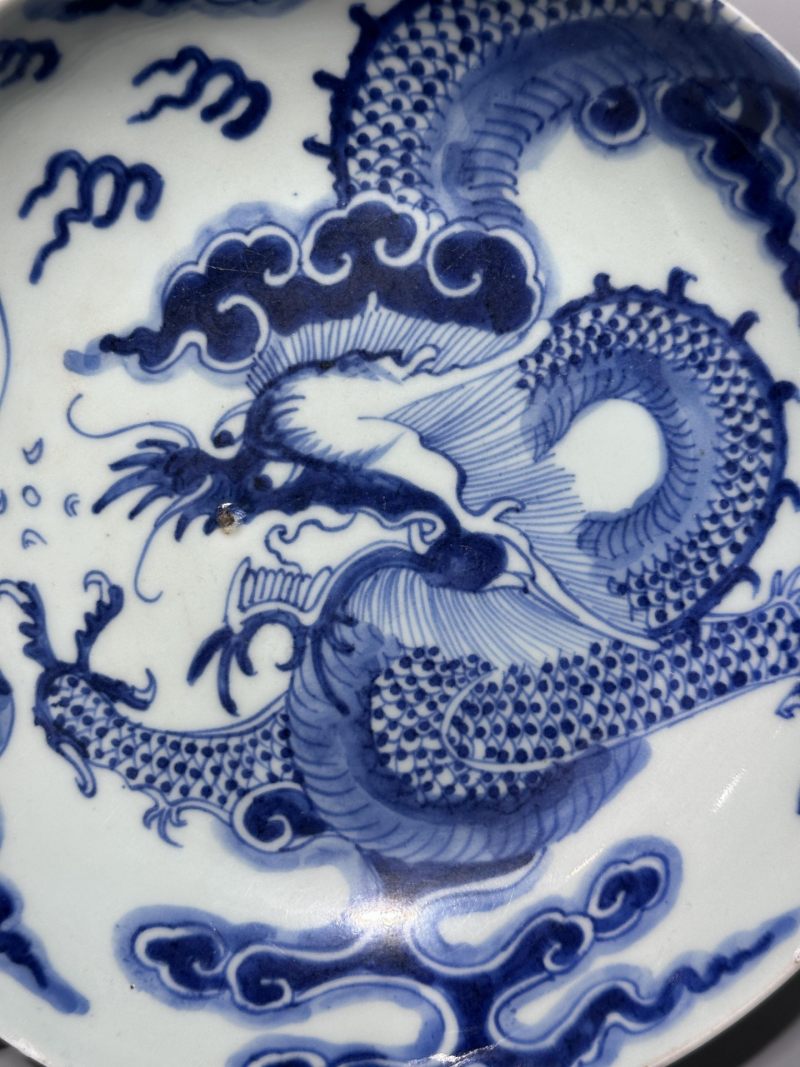    清乾隆 青花过墙龙纹盘 - 图7
