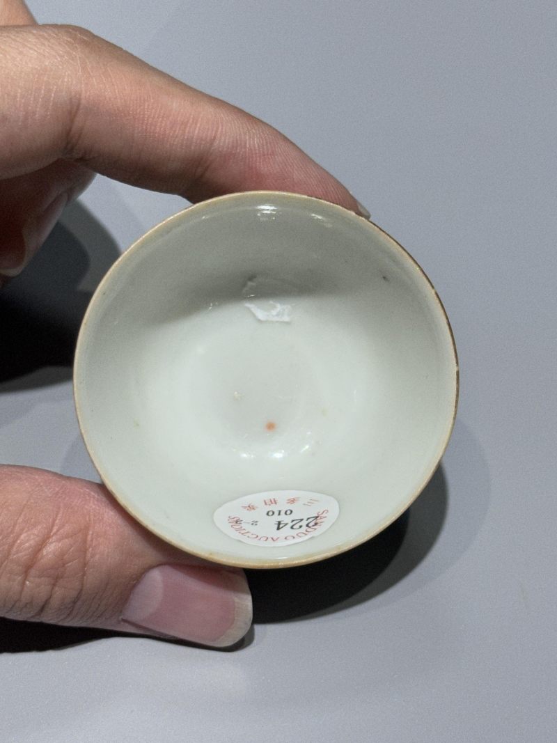    民国 浅降彩山水人物诗文杯一对 - 图10