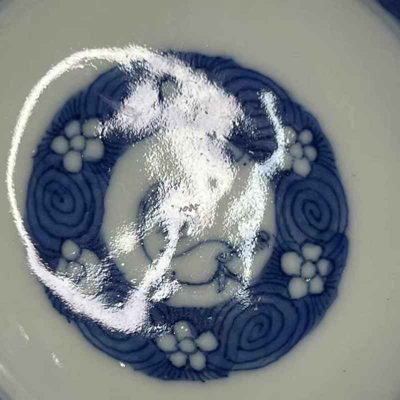 清道光 青花玉兔纹盖碗 - 图10