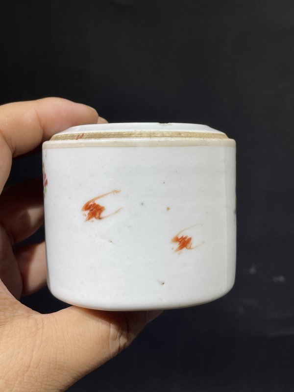 清光绪 浅降彩花鸟纹水盂 - 图4