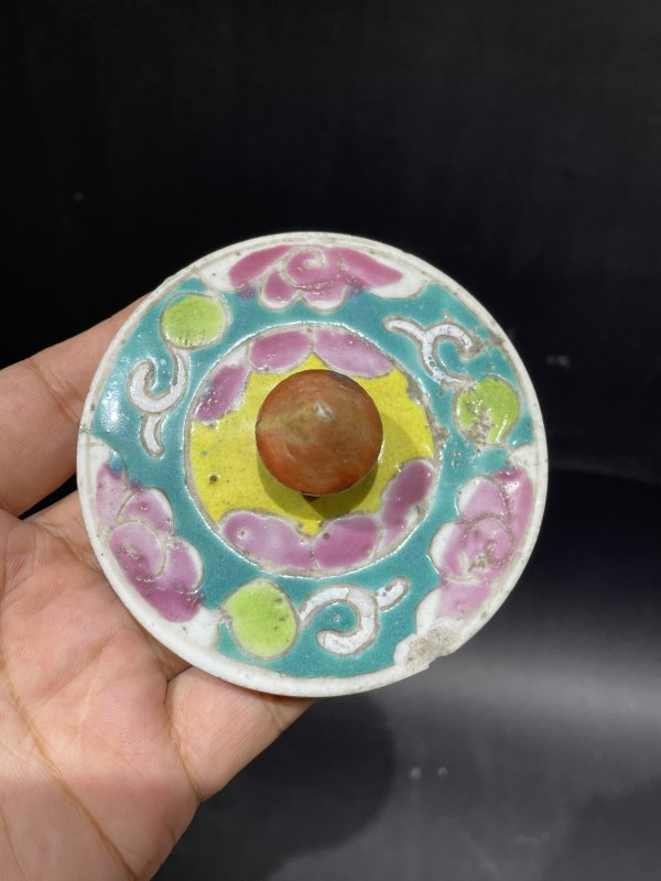 清 粉彩茶壶 杯子 盖 一组八件 - 图18