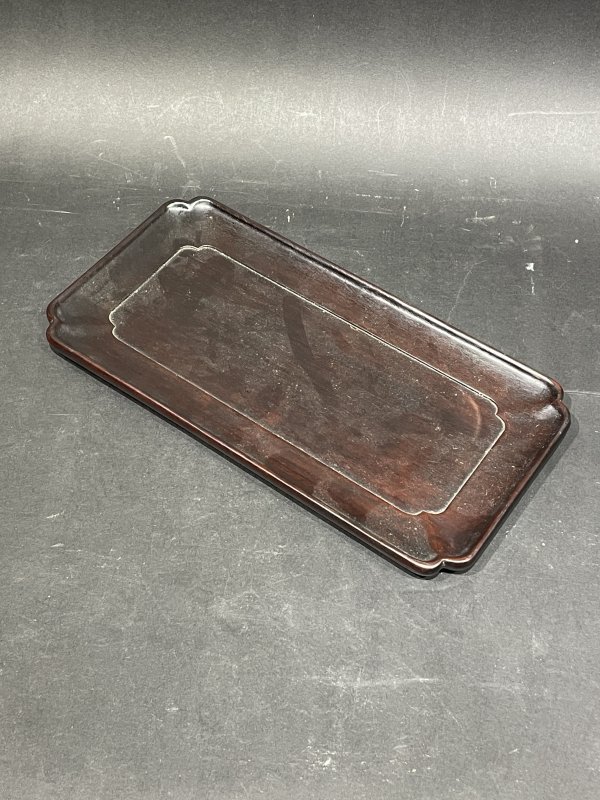 老大红酸枝木长方形倭角盘 - 图1