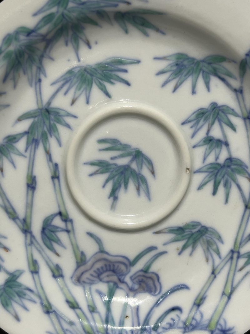    清嘉庆 斗彩翠竹纹盏托 - 图5
