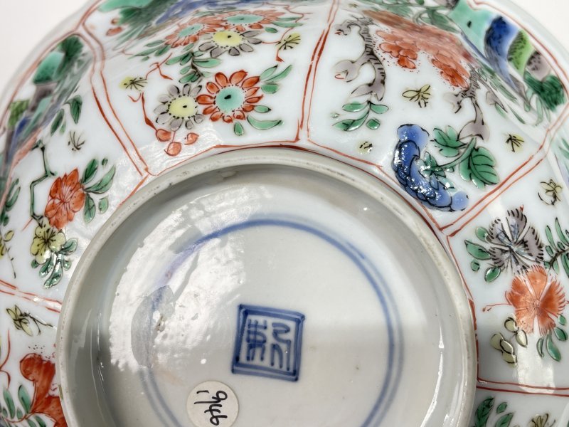 清康熙 五彩十二花神折沿碗 - 图7