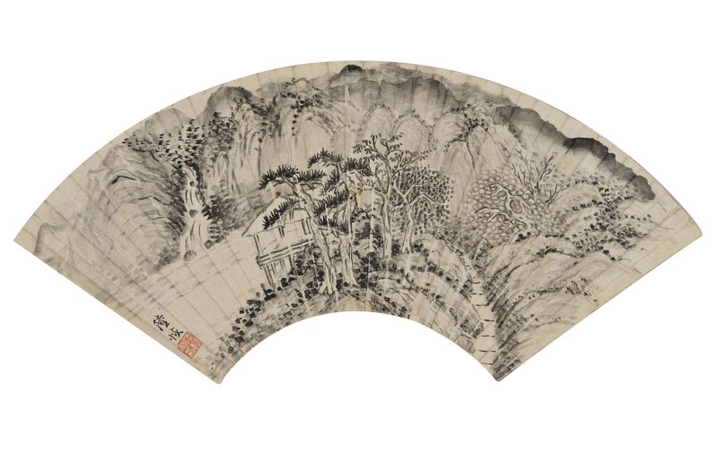  陆恢 山水扇面 - 图1