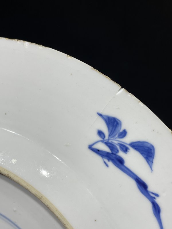 清康熙 青花花卉纹盘 - 图7