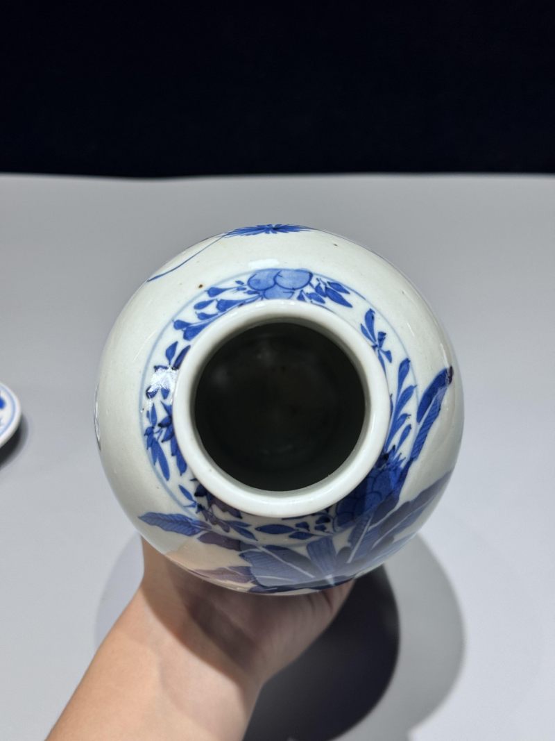    清晚期 青花三娘教子图盖罐 - 图6