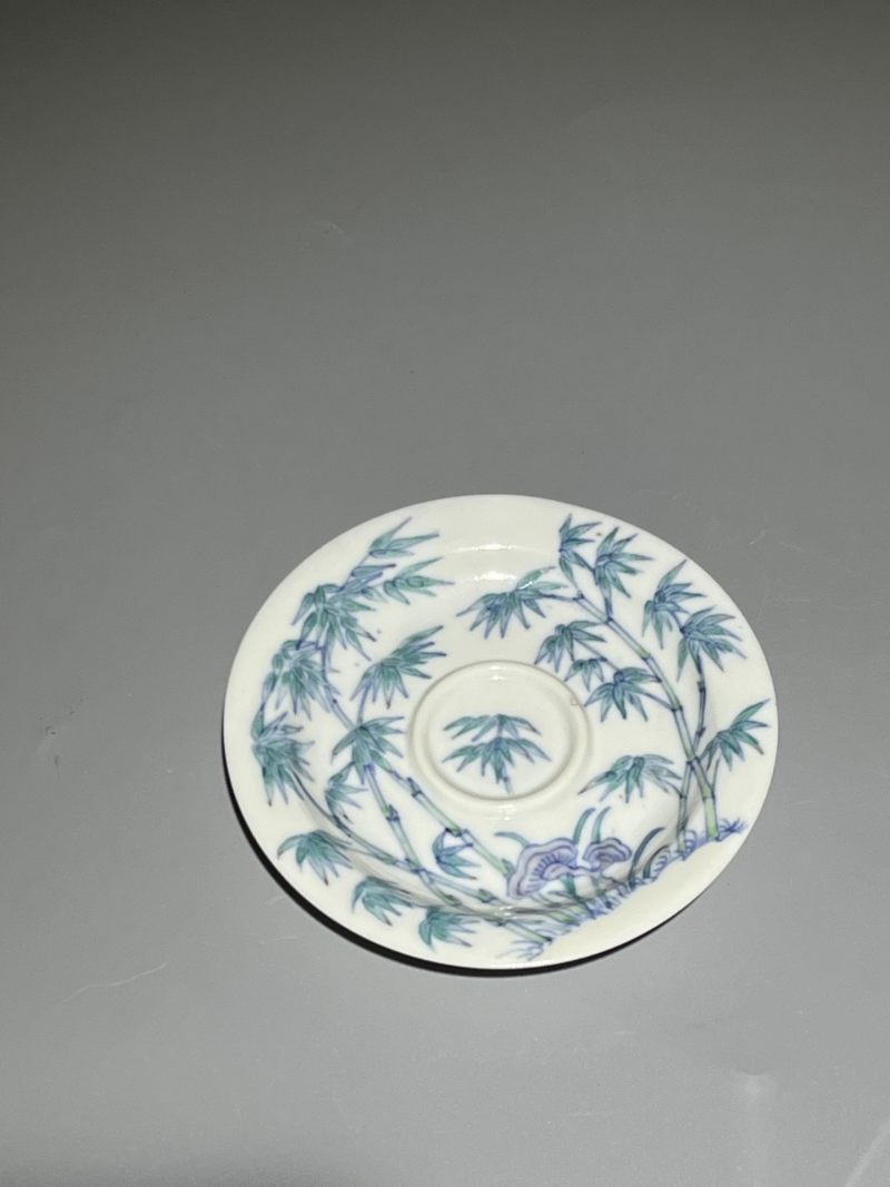    清嘉庆 斗彩翠竹纹盏托 - 图6